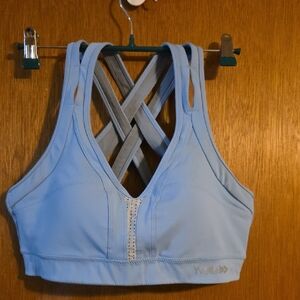 Yvette Light Blue Crisscross Sports Bra - Supportive Activewear